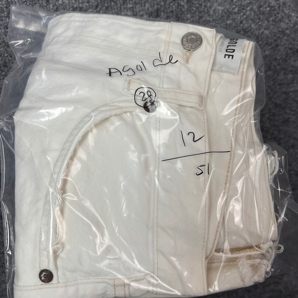 AGOLDE Parker long Denim Cut Off Shorts Button Fly Frayed Hem Womens Size 28 - Picture 11 of 11